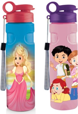 POGON Princess & Aura PUF Insulated Water Bottle for Kids Combo 450 ml Water Bottles(Set of 2, Multicolor)