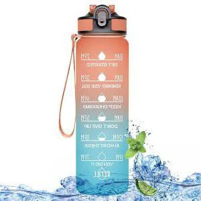 greate choice Motivational Water Bottle with Straw Reminder Gym Bottles for Men 1000 ml Flask(Pack of 1, Multicolor, Plastic, Silicone)