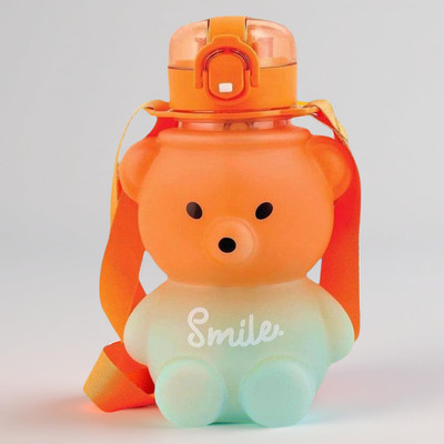 Bachpan Bear Shape BPA Free Water Bottle | Strap & Straw Leakproof Bottle for Kids 800 ml Water Bottle(Set of 1, Multicolor)