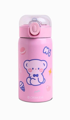 HOSTA Stainless Steel Vacuum Insulated Leak-Proof Hot & Cold Sipper Kids Water Bottle 350 ml Water Bottle(Set of 1, Pink)