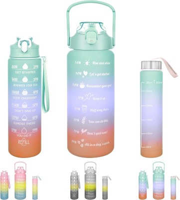 Votvy 3 Bottle Pack Portable Motivational Water Bottle 2000ML 900ML 500ML 2000 ml Water Bottle(Set of 1, Multicolor)