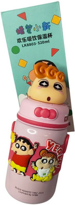 GlamNjoy Straw 500 ml Water Bottle(Set of 1, Pink, Green)