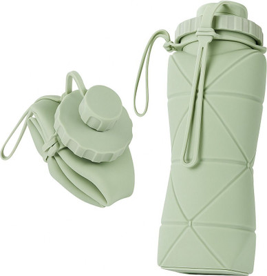 RJY Silicon Foldable Bottle 600 ml Water Bottle(Set of 1, Light Green)