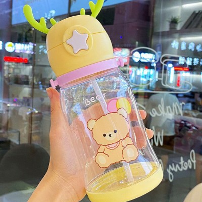 x pulse Sipper for Kids, Cute Cartoon Teddy Bear Bottle with Lock,Strap & Silicone Straw 600 ml Water Bottle(Set of 1, Multicolor)