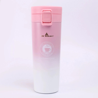 Raw Element 380ml Ceramic-Coated Insulated Coffee Travel Mug | Leak-Proof 380 ml Water Bottle(Set of 1, Pink)