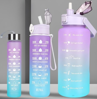 Virtuous 2000ml,900ml & 300ml Water Bottles-Anti Leak Bottle for Outdoor & Indoor 2000 ml Water Bottles(Set of 3, Multicolor)