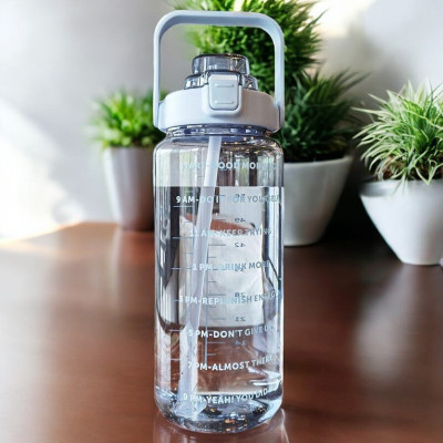Jhalakriti Large Capacity 2000ml Transparent Motivational Sipper Spill-proof Water Bottle 3200 ml Water Bottle(Set of 1, Multicolor)