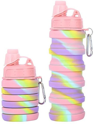 zyraa Silicone Foldable Water Bottle/BPA free 500 ml Water Bottle(Set of 1, Multicolor)