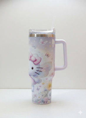 kurmoi Kitty 1200ml Stainless Steel Insulated Tumbler Bottle with Handle & Straw 1200 ml Water Bottle(Set of 1, Multicolor)