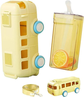 VISHIXIT Bus Shape Water Bottle Interesting Toy Cute Appearance for School Home Office 500 ml Water Bottle(Set of 1, Yellow)
