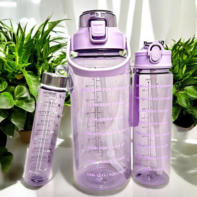 Jhalakriti Transpaent Large Capacity 2000+900+300ml 3 different Size Adults water Bottle 3200 ml Water Bottles(Set of 3, Multicolor)