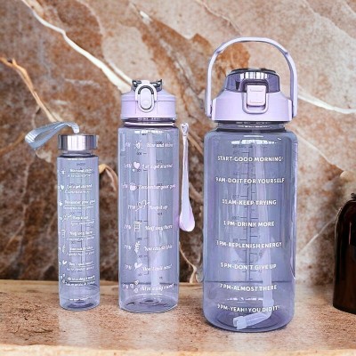 Virtuous Leakproof Plastic Set of 3 Transaparent Water Bottle for Men & Women 2000 ml Water Bottles(Set of 3, Multicolor)