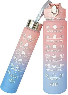 PARATE Unbreakable Silicone,Motivational with Time Marker 900ml and 300ml Water Bottles 900 ml(Multicolor)