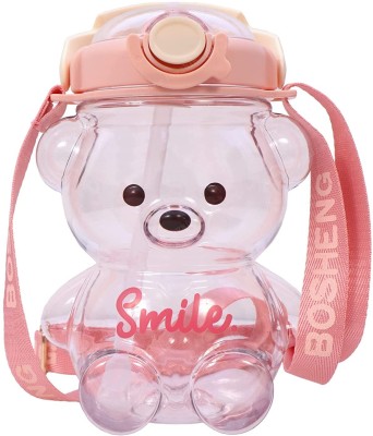 Pulsbery 1 Liter Large Capacity Cute Teddy Shape Water Bottle for Kids 1000 ml Water Bottle(Set of 1, Multicolor)
