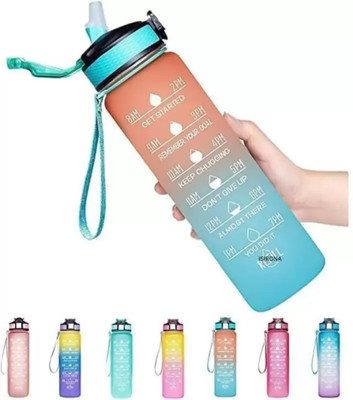 Bhusra Unbreakable Water Bottle with Motivational Time Marker, Sipper Bottle 1000 ml Water Bottle(Set of 1, Multicolor)