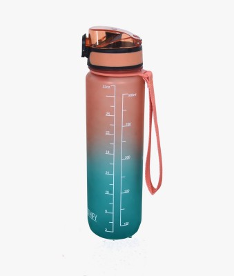 Softconn Motivational Time Marker 1000 ml Water Bottle(Set of 1, Orange, Green)
