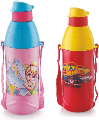 cello Puro Junior 400 Insulated Safe Plastic 400 ml Water Bottles(Set of 2, Pink, Red)