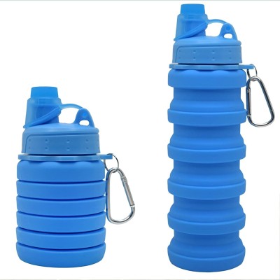 SHUANG YOU Solid Color Expandable Silicone Sipper Water Bottle for Sports 500 ml Water Bottle(Set of 1, Light Blue)