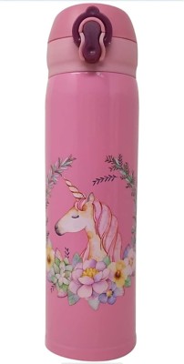 RHINETOYS Rhinetoys Unicorn Stainless Steel Water Bottle – Ideal for Girls & Kids, 1 Piece 500 ml Water Bottle(Set of 1, Pink)