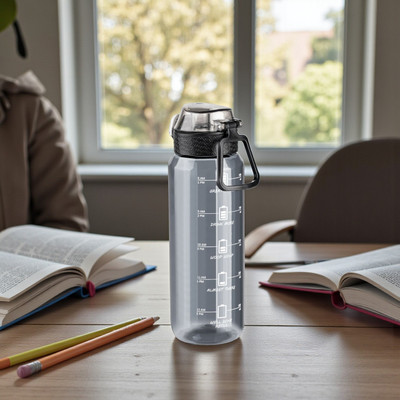 Busaji HydraMotion Orange Sport 1000ml Bottle – Stylish, Strong & BPA-Free Design 1000 ml Water Bottle(Set of 1, Black)