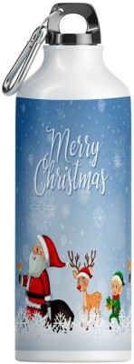 TrendoPrint (MC-23) Merry Christmas Sipper Water Bottle 600ml 600 ml Water Bottles(Set of 2, Multicolor)