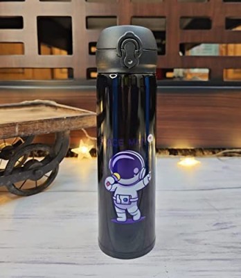 Gifting Bells Space Theme Water Sipper Bottle for Kids Anti-Leak Cartoon Kids Water Bottle 400 ml Water Bottle(Set of 1, Black)