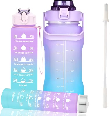Virtuous Multipurpose set of 3 different size motivational water bottle 2000 ml Bottle(Pack of 3, Multicolor, Plastic)