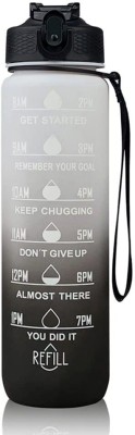 Remang Water Bottle with Motivational Time Marker Sports School Office Gym Water Bottle 1000 ml Water Bottle(Set of 1, Black)