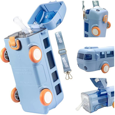 Mizuki Bus Shape Water Bottle Interesting Toy Cute Appearance for School Home Office 500 ml Water Bottle(Set of 1, Multicolor)