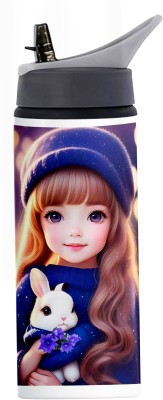 Printwala Doll Sipper Water Bottle Printed Sipper For Kids Boys Girls Office(G26) 600 ml Bottle(Pack of 1, Multicolor, Aluminium)