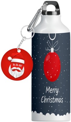 TrendoPrint (MC-30) Merry Christmas Sipper Water Bottle 600ml With Keychain 600 ml Water Bottles(Set of 2, Multicolor)