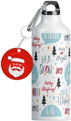 TrendoPrint (MC-35) Merry Christmas Sipper Water Bottle 600ml With Keychain 600 ml(Multicolor)