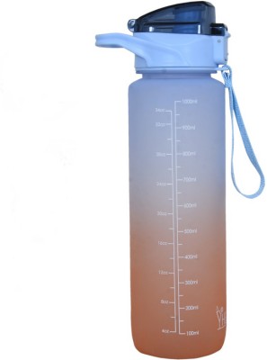 Softconn Motivational Time Marker 1000 ml Water Bottle(Set of 1, Blue, Orange)