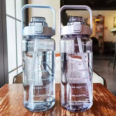 anshika MOTIVATIONAL TRANSAPARENT WATER BOTTLE COMBO PACK BUY 1 GET 1 FREE 2000 ml Water Bottles(Set of 2, Blue, Purple)