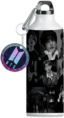 DojaBeauty BTS Printed Sipper Water Bottle And Keychain Gift For Friend & Loved Ones-DBCK08 600 ml Water Bottles(Set of 2, Multicolor)