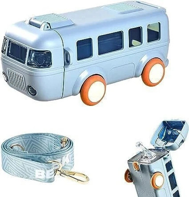 Urban Festivities Bus Water Bottle School Bus Water Bottle With Straw Water Bottle for Kids 500 ml Water Bottle(Set of 1, Multicolor)