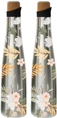 The Better Home Soft Bloom Design-500ML Insulated Water Bottle |Cork Cap 500 ml Water Bottles(Set of 2, Multicolor)
