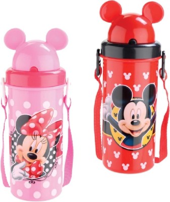 JEWEL Flipper ipper Bottle for school kids - Mickey & Minie Mouse Cartoon 500 ml Water Bottles(Set of 2, Multicolor)