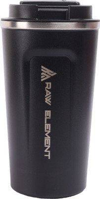 Raw Element 510ml Stainless Steel Vacuum Insulated Coffee Cup | Leak-Proof Travel Mug 510 ml Water Bottle(Set of 1, Black)