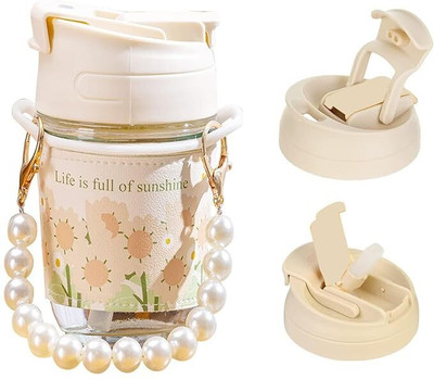 LPV TRADERS Kawaii 350 ml Water Bottle(Set of 1, Beige)
