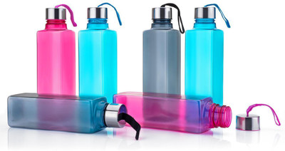 RABBY Premium Quality Square Shape water bottle set of fridge bottles plastics 1000 ml 950 ml Bottle(Pack of 6, Multicolor, PET)