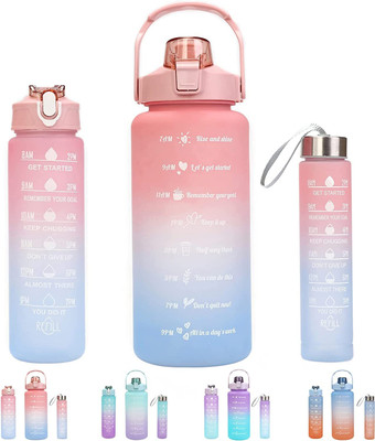 RADHE ENTERPRISE Motivational Botlle/01 800 ml Water Bottles(Set of 3, Multicolor)