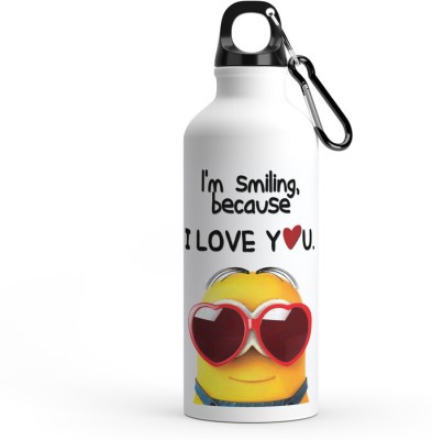 RON BRANDO I m smiling Printed Stylish Aluminium Sipper Water botter 600 ml Water Bottle(Set of 1, White)