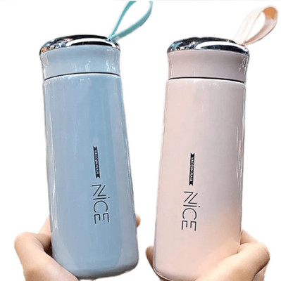 SHARPNAL Glass Bottle with Cover 400 ml Water Bottle(Set of 1, Multicolor)