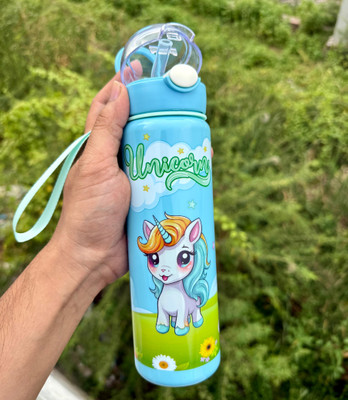 KSWE Cute Unicorn Kids Water Bottle for School | Leakproof Bottle for Girls Boys 900 ml Water Bottle(Set of 1, Blue)