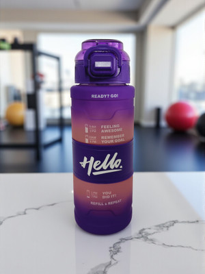 organzee Hello Motivational Water Bottle | BPA-Free Leakproof with Time Marker 800 ml Water Bottle(Set of 1, Purple, Pink)