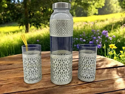 SAKSHIDECOR Moderm 1000 ml Water Bottles(Set of 3, White)