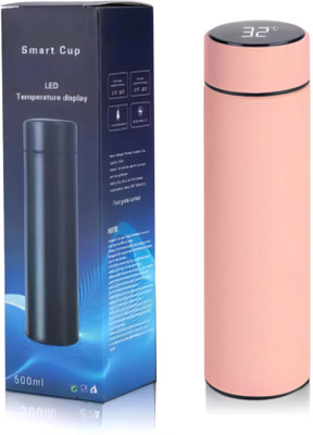 Temperature Hot & Cold Led Smart Water Bottle 500 ml Water Bottle(Set of 1, Pink)