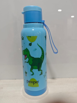 pexpo Sonnet, Warm & Cold Dinosaur Print Kids School, Leakproof 500 ml Water Bottle(Set of 1, Blue)