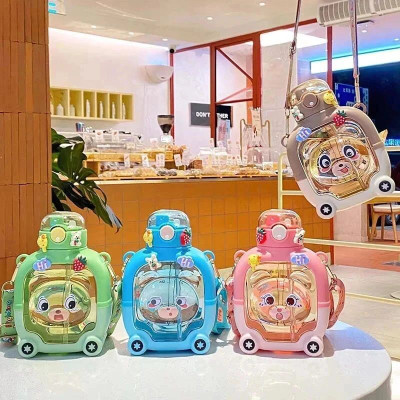 SuperStore Cartoon-Printed Designer Teddy 1000 ml Water Bottle(Set of 1, Multicolor)